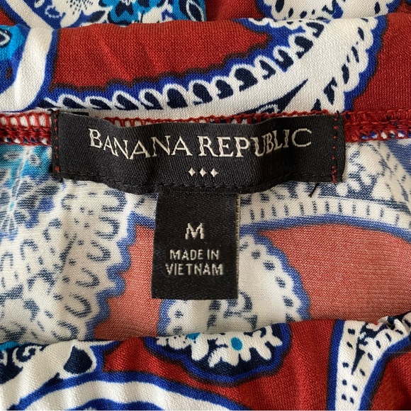 Banana Republic Paisley Medium Dress Red White Blue Stretch Summer Dress - Picture 5 of 15